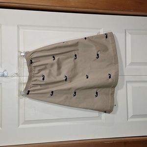 Take 1 a-line midi skirt - embroidered whales - beige / navy blue - 8